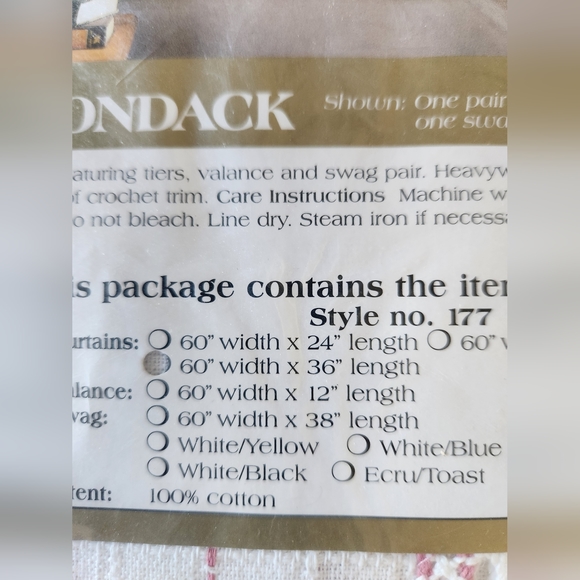 Lorraine Home Fashions Adirondack Tier Curtains 1 Pair 60" x 36" - Picture 4 of 4